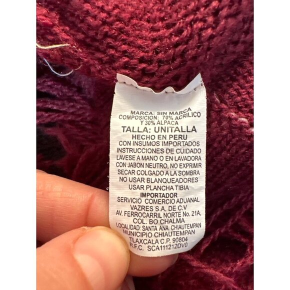 Elegant Burgundy V-Neck Sweater with Fringe - Picture 7 of 8